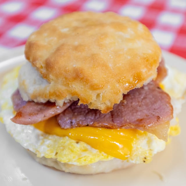 Country Ham, Egg & Cheese Biscuit.