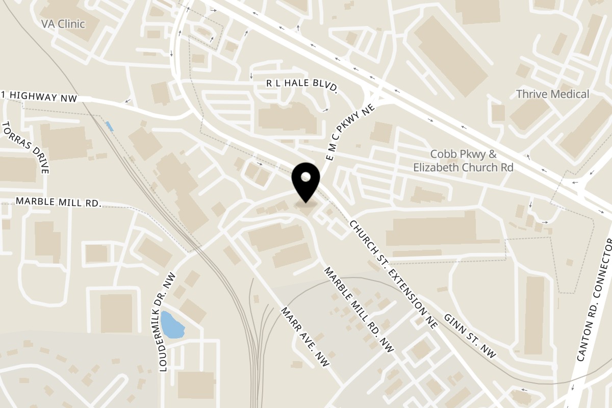 Map showing the location of Come-N-Get It on 1409 Church Street Ext NW in Marietta